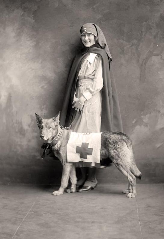 A nurse and her rescue dog - circa 1930