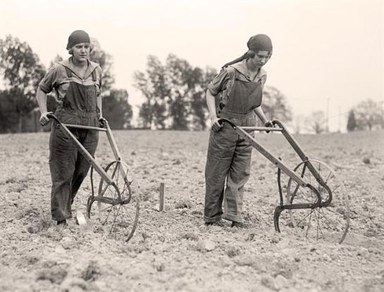 National Emergency War Gardens Com. Farmerettes. Women were encouraged to produce food for World War I. 1919
