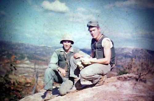Two American GIs wearing M1951 bullet-proof vests on Triangle Hill