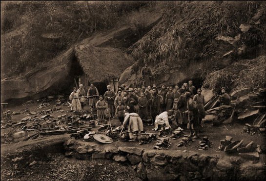 Coal miners in mountain ridge west Of Ta Chu, China [1909] Thomas C. Chamberlin